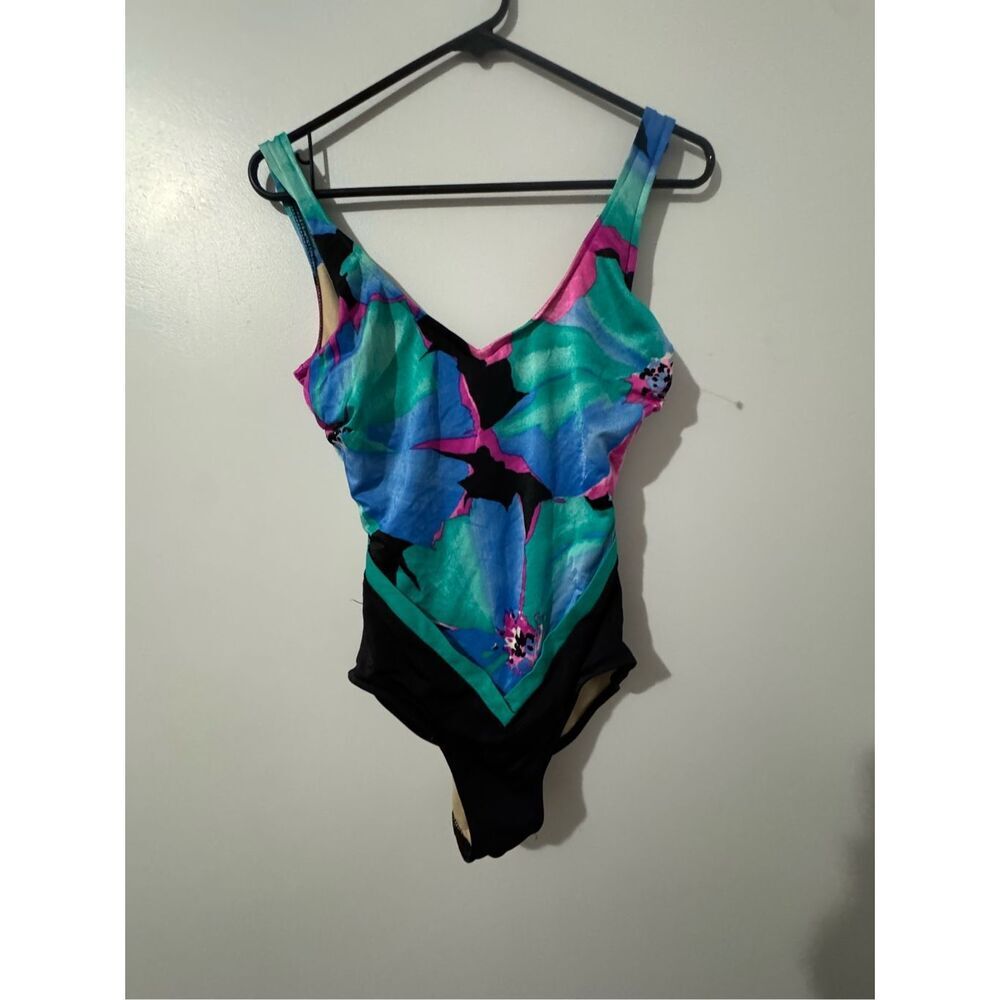 Vintage 1980’s SLIMSUITS carol wior slimming retro watercolor flower sz 12